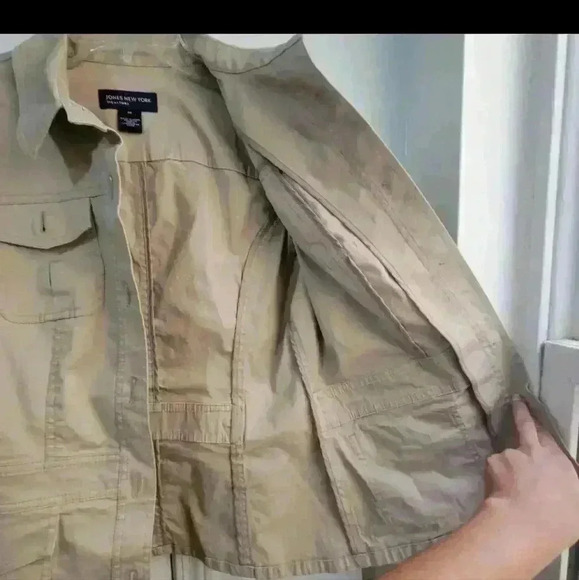 Jones New York Signature Womens Khaki Tactical Style Jacket Military Size Medium - Picture 11 of 15
